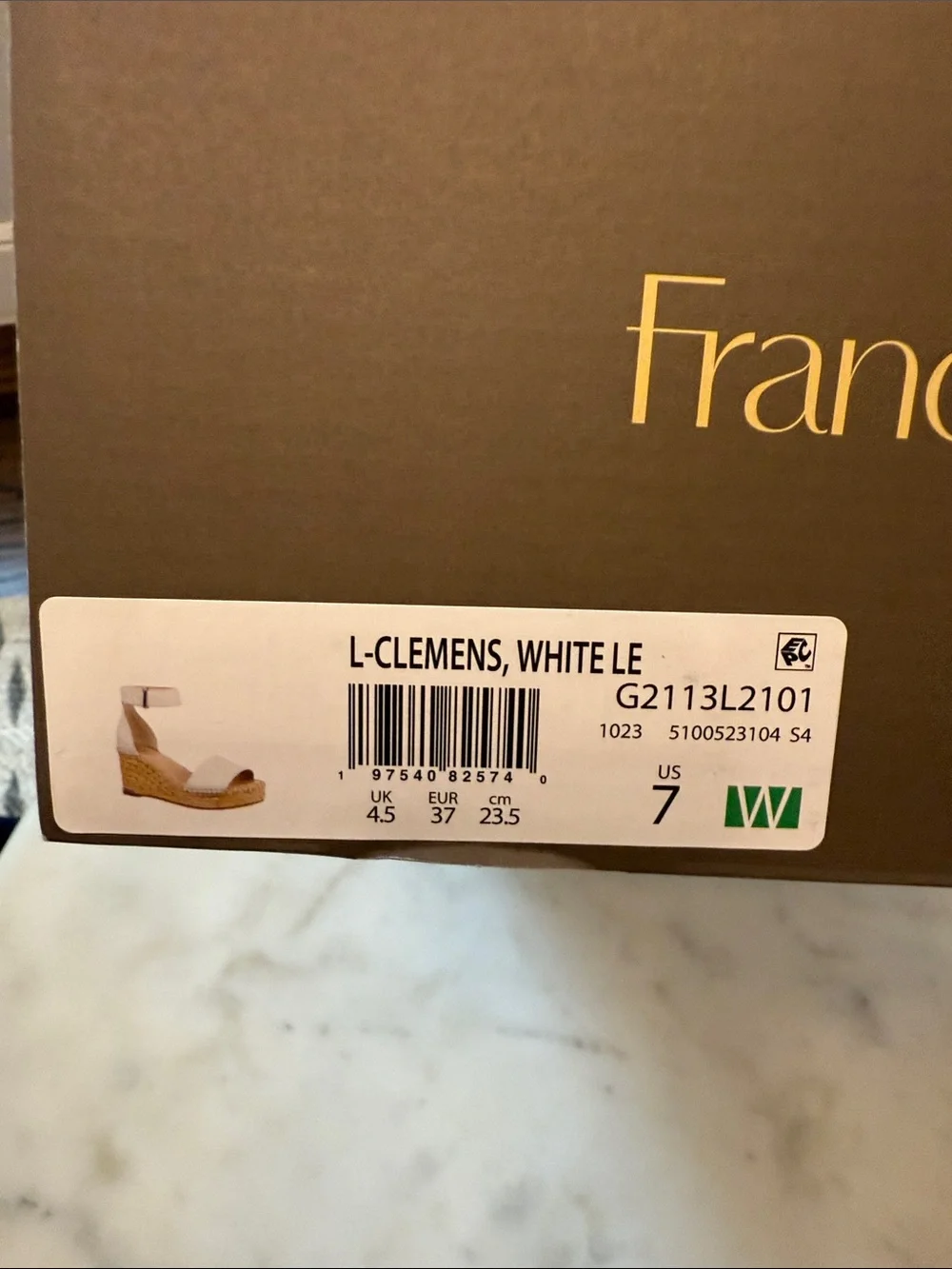 Franco Sarto White Leather Wedge Sandals with Ankle Strap